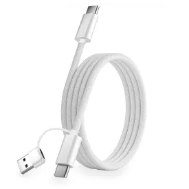 2-in-1 USB-C to USB-C Braided Cable with USB-A Adapter (3.3FT/60W)