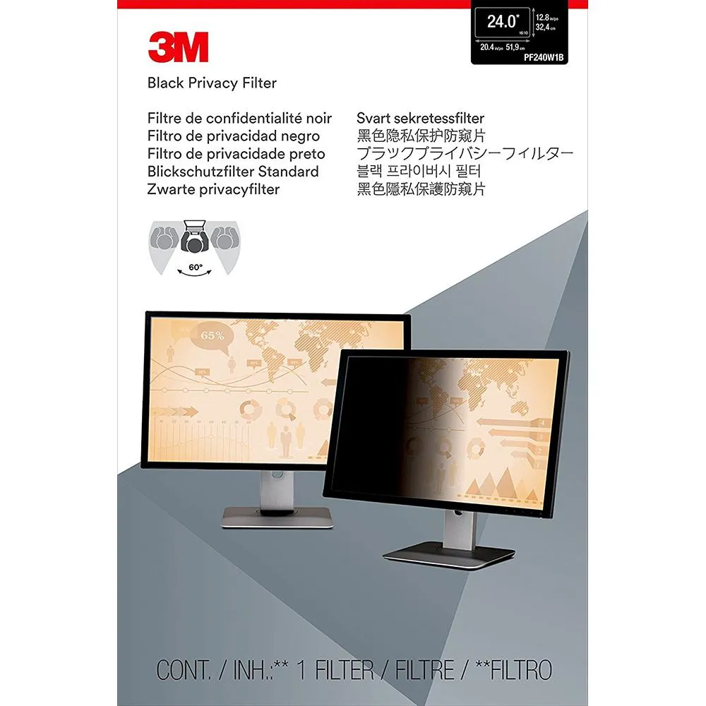 3M 2-Pack Privacy Filter for 24" Widescreen Monitor (16:10) (PF240W1B)