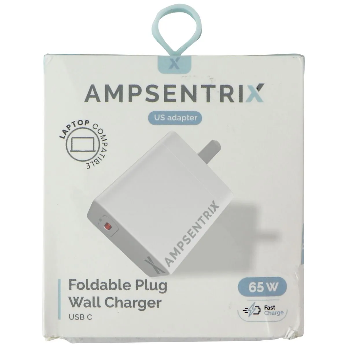 AmpSentrix (65-Watt) USB-C Laptop Compatible Wall Adapter - White