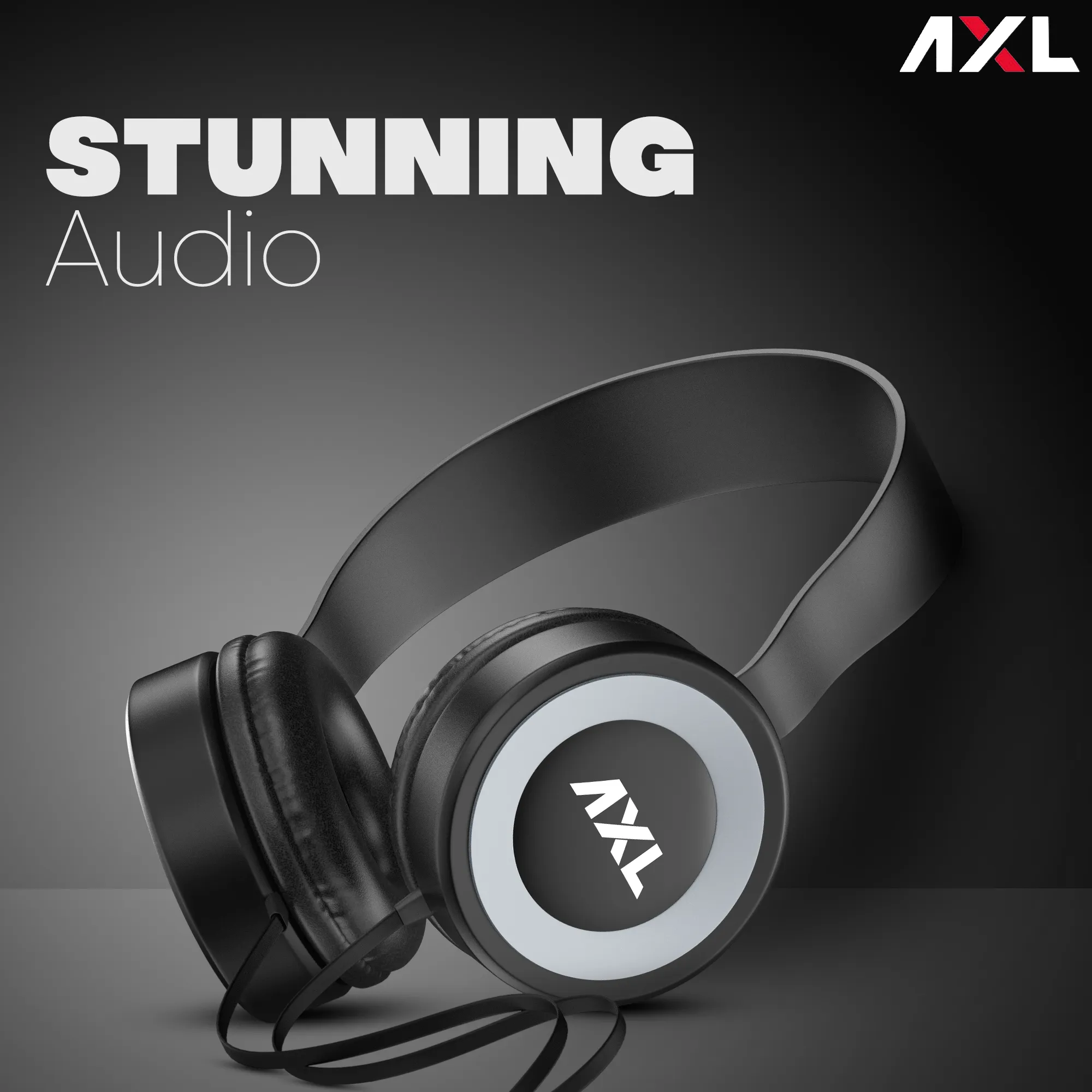 AXL AHP-01 Stereo Wired Headphones with in-Built Mic, Soft Padded Ear cups & 3.5mm Aux Connectivity (Black)