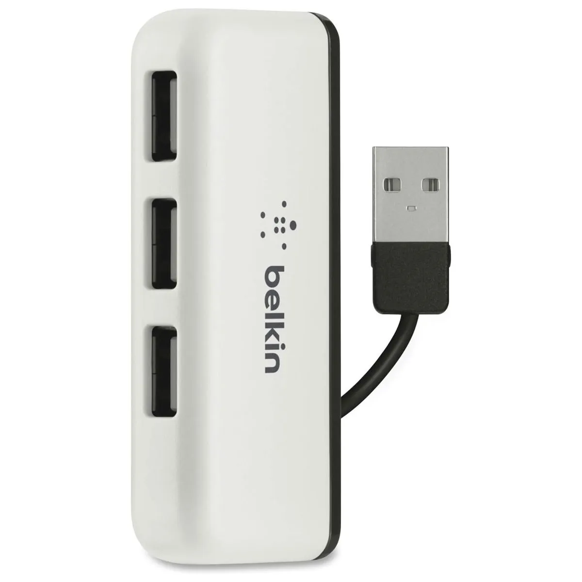 Belkin 4-Port USB 2.0 Travel Hub with Built-In Cable Management - White/Black