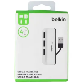 Belkin 4-Port USB 2.0 Travel Hub with Built-In Cable Management - White/Black