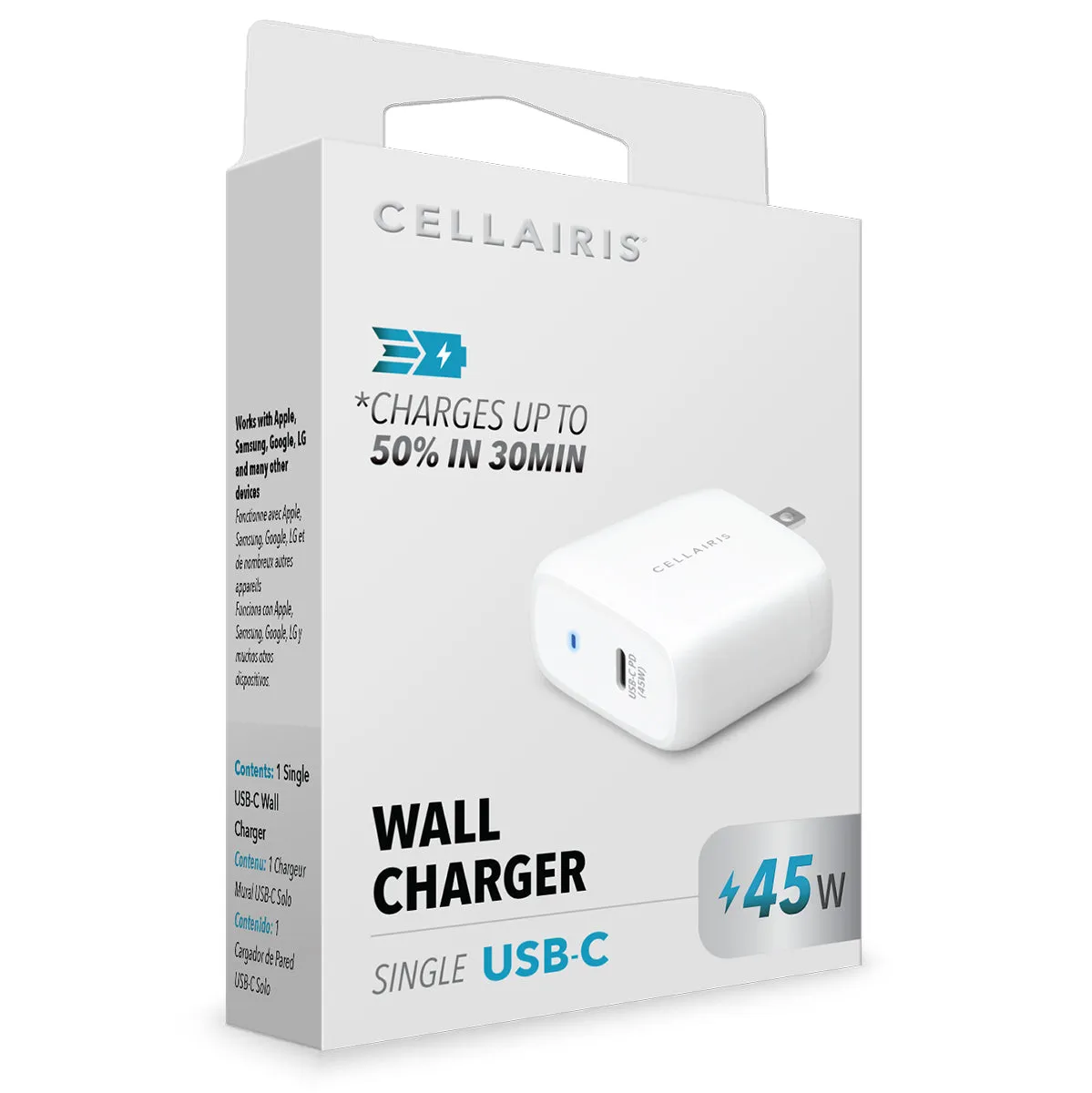 Cellairis Wall Charger - Single USB-C 45W White Wall Chargers