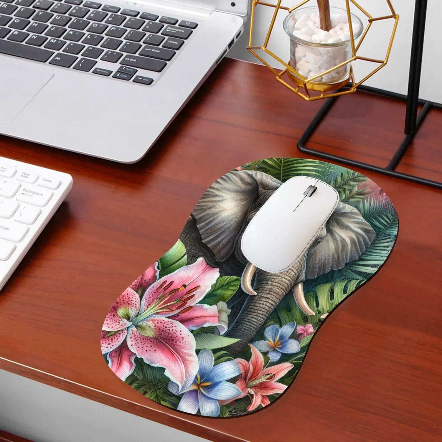 Elephant Jungle Mouse Pad with Wrist Rest