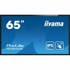 iiyama ProLite T6562AS-B1 65" VA 4K UHD Projective Capacitive 20pt Touchscreen with Palm Rejection Edge to Edge Glass Design