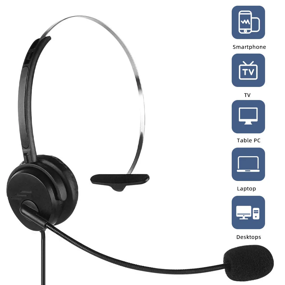 Mpow Single-sided 3.5mm & USB Headset with Microphone