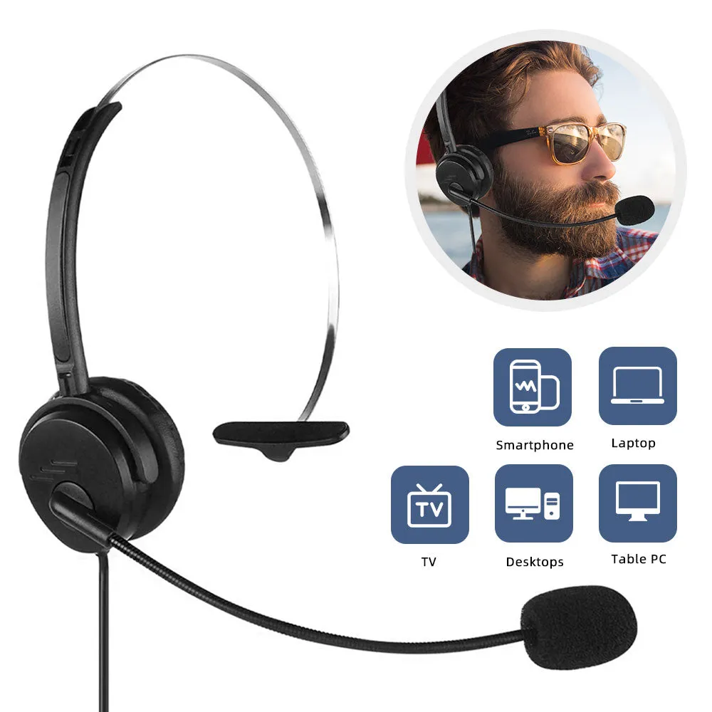 Mpow Single-sided 3.5mm & USB Headset with Microphone