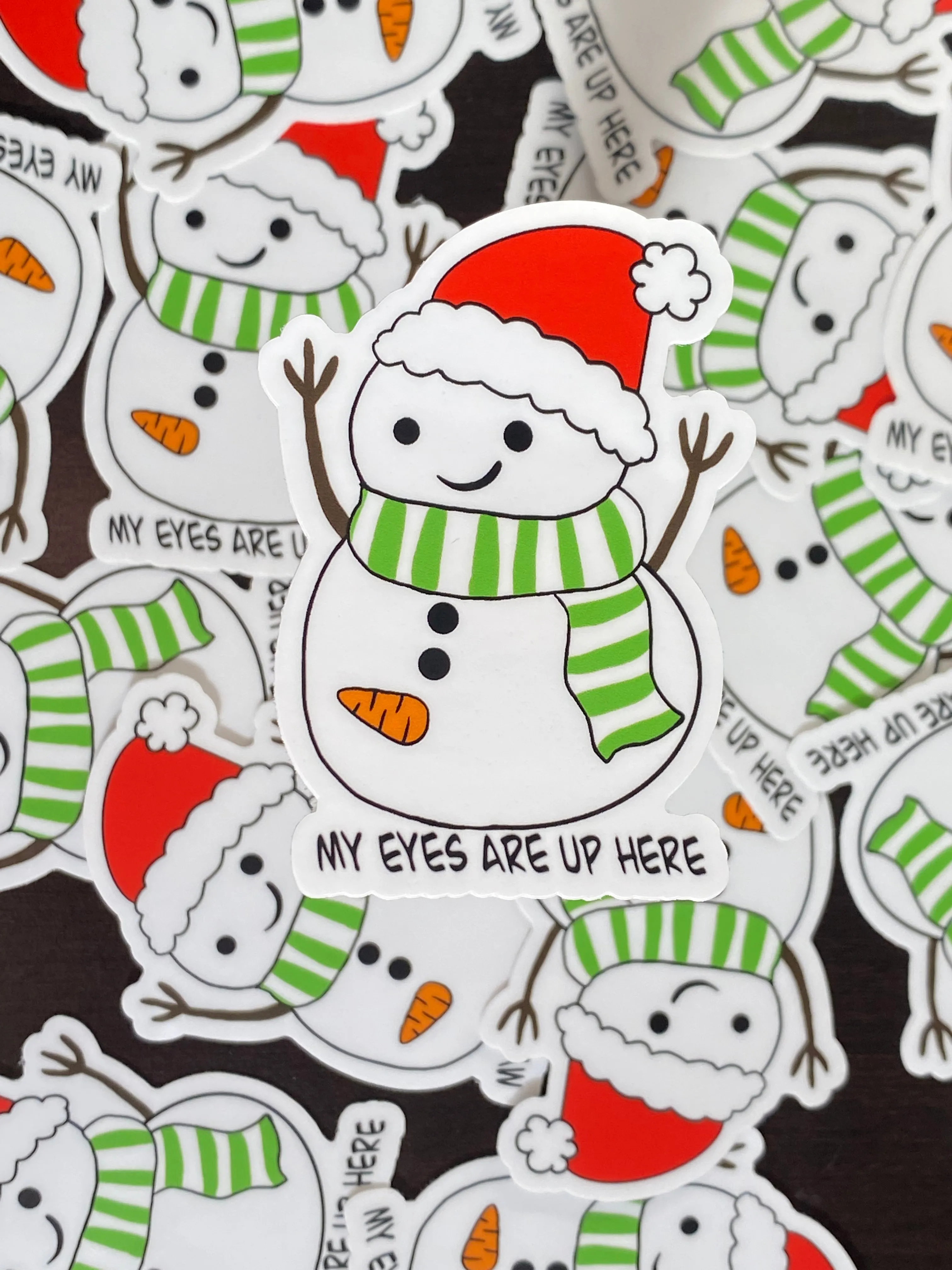 My Eyes are Up Here Snowman Sticker