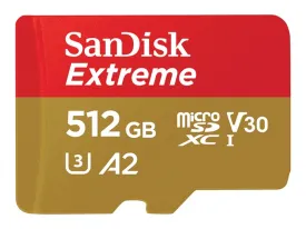 Sandisk Extreme - Flash Memory Card (Microsdxc To Sd Adapter Included) - 512 Gb - A2 / Video Class V30 / Uhs-I U3 / Clas