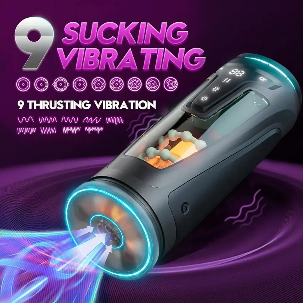 Telescopic Rotating Sucking LCD Digital Display Masturbator