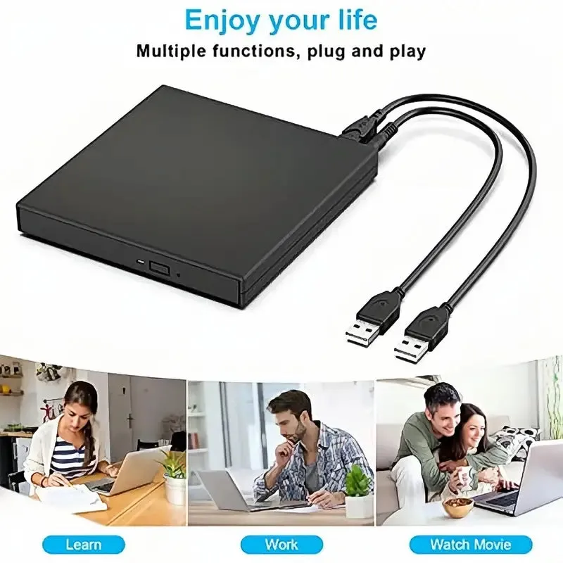 USB 2.0 Slim Protable External CD-RW Drive DVD-RW Burner Writer Player