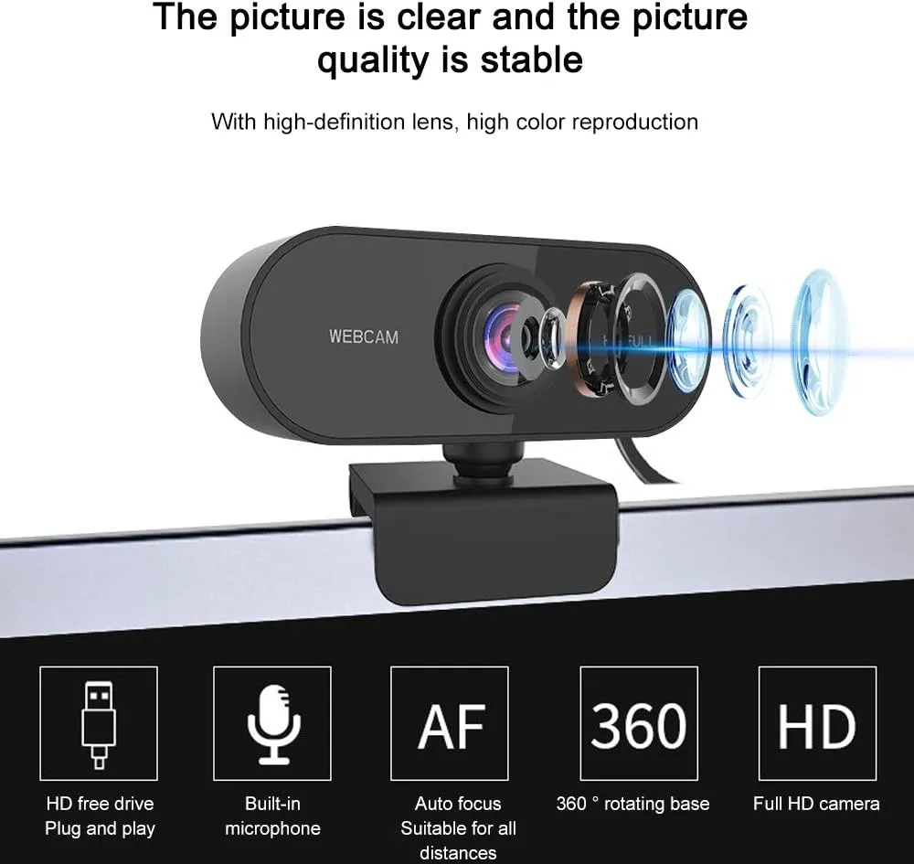 Webcam for PC with Microphone - 1080P HD